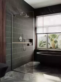 Душевая перегородка Maybahglass MGD-727-5у 79 см, профиль хром матовый, стекло бронза