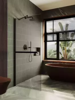 Душевая перегородка Maybahglass MGD-727-6ш 79 см, профиль черный, стекло бронза