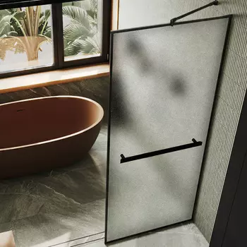 Душевая перегородка Maybahglass MGD-851-6 109 см, профиль черный, стекло сатин