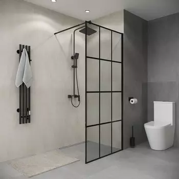 Душевая перегородка Niagara Eco NG-552-80 BLACK 80х190, профиль черный, стекло прозрачное