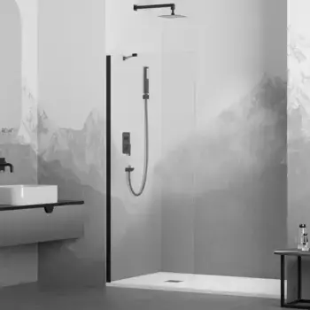 Душевая перегородка RGW Walk In WA-102B 100x195, профиль черный, стекло прозрачное 6 мм