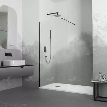 Душевая перегородка RGW Walk In WA-110B 110x195, профиль черный, стекло прозрачное 8 мм