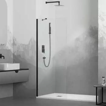 Душевая перегородка RGW Walk In WA-102B 60x195, профиль черный, стекло прозрачное 6 мм