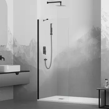 Душевая перегородка RGW Walk In WA-102B 80x195, профиль черный, стекло прозрачное 6 мм