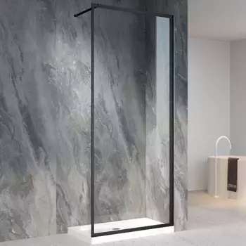 Душевая перегородка Veconi Korato 90х200 профиль черный, стекло прозрачное