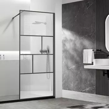 Душевая перегородка Vincea Walk-in HP Art VSW-1HC100CFGM 100 см, профиль вороненая сталь, стекло прозрачное, рифленое