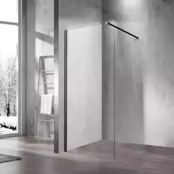 Душевая перегородка Vincea Walk-In 60х200 черная стекло прозрачное