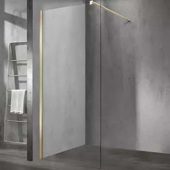 Душевая перегородка Vincea Walk-In 80х200 золото стекло прозрачное