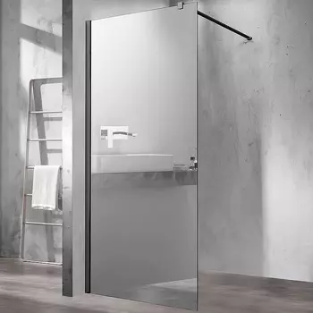 Душевая перегородка Vincea Walk-In 90х200 черный матовый стекло зеркальное