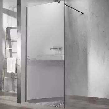 Душевая перегородка Vincea Walk-In 90х200 вороненая сталь стекло зеркальное