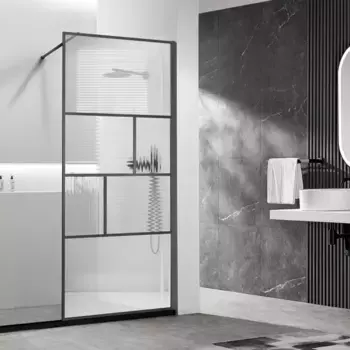 Душевая перегородка Vincea Walk-in HP Art VSW-1HC900CFGM 90 см, профиль вороненая сталь, стекло прозрачное, рифленое