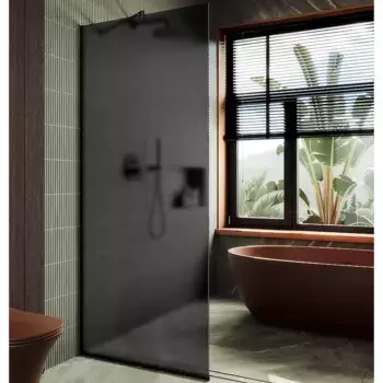 Душевая перегородка Maybahglass MGD-704-6у 69 см, профиль черный, стекло графит матовое