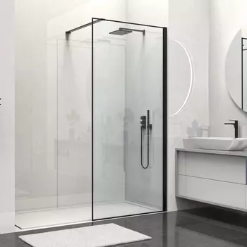 Душевая перегородка Walk-In VSW-1HS800CLB, 800*2000,черный матовый, стекло прозрачное