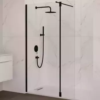 Душевая стенка RGW 30х195 352207003-14 черная, стекло прозрачное