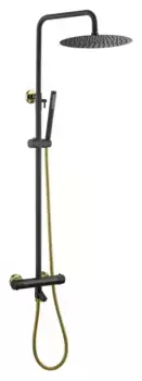 Душевая стойка Boheme Uno 468-T-BG черный, золото, с термостатом