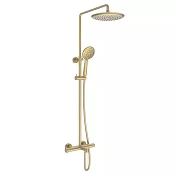 Душевая стойка Vincea Desire VSFS-1D1TBG с термостатом, брашированное золото
