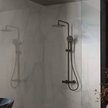 Душевая стойка Vincea Rondo VSFS-1R1MB с изливом, черный матовый