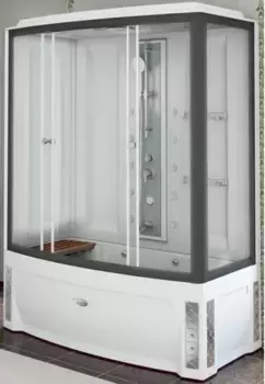 Душевой бокс Radomir Элис 168x85 R профиль черный стекло прозрачное