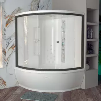 Душевой бокс Radomir Калифорния 155x155 черный стекло прозрачное без гидромассажа