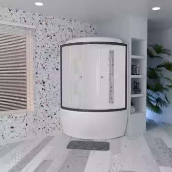 Душевой бокс Radomir Лаура 128х128 черный стекло прозрачное