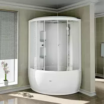 Душевой бокс Radomir Лаура 128х128 профиль белый стекло матовое без гидромассажа