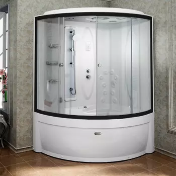 Душевой бокс Radomir Вирсавия 170х125 правый черный стекло прозрачное