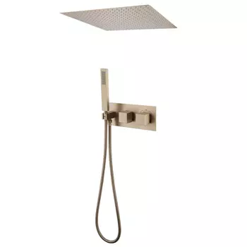 Душевой комплект Abber Daheim AF8255G золотой матовый, с термостатом