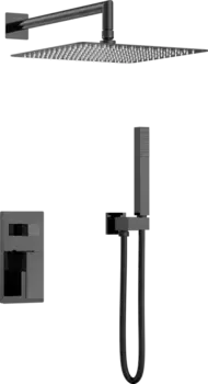 Душевой комплект Boheme Qubic 474-3-SGM С ВНУТРЕННЕЙ ЧАСТЬЮ, shine gun metal