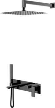 Душевой комплект Boheme Qubic 474-SGM С ВНУТРЕННЕЙ ЧАСТЬЮ, shinny gun metal