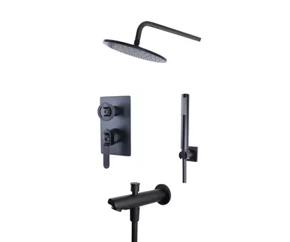 Душевой комплект Bronze de Luxe 1760'S LOFT встраиваемый матовый черный (6630SB)