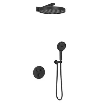 Душевой комплект Sancos Space SC3006MB матовый черный, С ВНУТРЕННЕЙ ЧАСТЬЮ