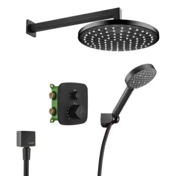 Душевой комплект Swedbe Platta черный матовый с термостатом