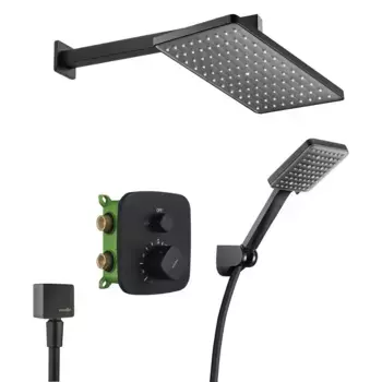 Душевой комплект Swedbe Platta черный матовый с термостатом