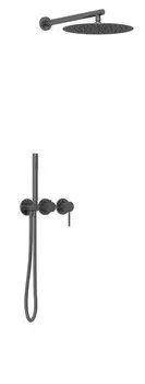 Душевой комплект Vincea Groove VSFW-4G01GM С ВНУТРЕННЕЙ ЧАСТЬЮ, вороненая сталь