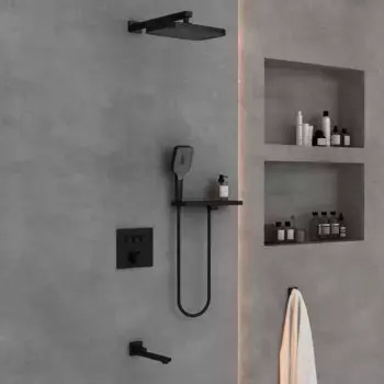 Душевой комплект Vincea с термостатом черный матовый