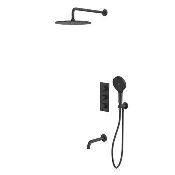 Душевой комплект WHITECROSS Y YSET11TOPBL С ВНУТРЕННЕЙ ЧАСТЬЮ, черный матовый