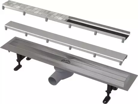 Душевой трап (лоток) AlcaPlast APZ13-DOUBLE9-850 с решеткой и опорами, 85 см