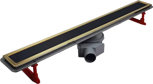 Душевой лоток Pestan Confluo Premium Gold Black Glass Line 650 черное стекло, позолоченная сталь