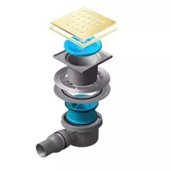 Душевой трап Pestan Confluo Standard Drops 1 Mask Gold 15х15 нержавеющая сталь с рамкой золото