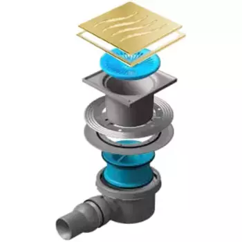 Душевой трап Pestan Confluo Standard Tide 1 Mask Gold 15х15 нержавеющая сталь с рамкой золото