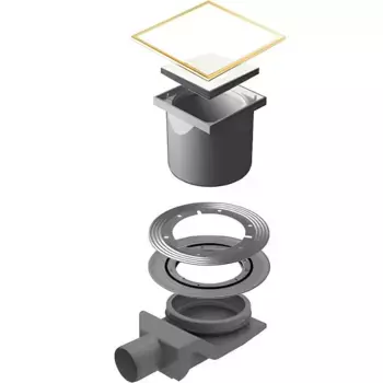 Душевой трап Pestan Confluo Standard White Glass 4 Gold 15х15 белое закаленное стекло, рамка золото