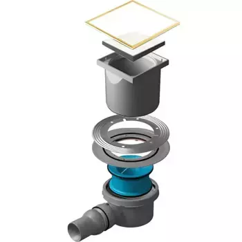 Душевой трап Pestan Confluo Standard White Glass 1 Gold 15х15 белое закаленное стекло, рамка золото