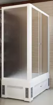 Душевой угол Radomir Верчелли 120х80 L профиль белый стекло матовое с высоким поддоном