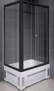 Душевой угол Radomir Верчелли 120х80 L профиль черный стекло прозрачное с высоким поддоном