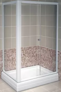 Душевой угол Radomir Верчелли 120х80 L профиль белый стекло прозрачное с низким поддоном