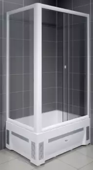 Душевой угол Radomir Верчелли 120х80 L профиль белый стекло прозрачное с высоким поддоном