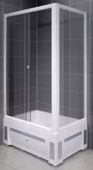 Душевой угол Radomir Верчелли 120х80 R профиль белый стекло прозрачное с высоким поддоном