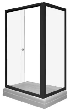 Душевой угол Radomir Верчелли 120х80 R профиль черный стекло прозрачное с низким поддоном