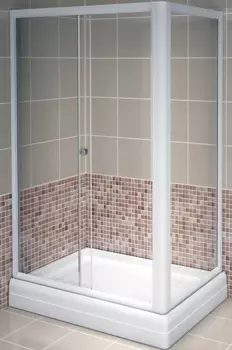 Душевой угол Radomir Верчелли 120х80 R профиль белый стекло прозрачное с низким поддоном