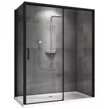 Душевой уголок Abber Komfort 130х100 AG93130B-S102B черный, стекло прозрачное